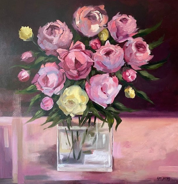Peonies in a Glass Vase
