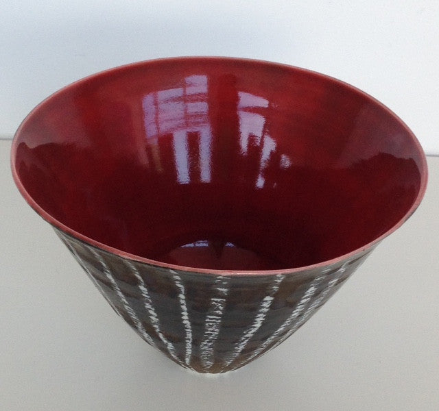 Small Porcelain Moonlit Birch Bowl, Red